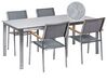 4 Seater Garden Dining Set Grey Glass Top with Grey Chairs COSOLETO/GROSSETO_881691