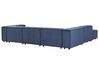 Left Hand 5 Seater Modular Jumbo Cord Corner Sofa Blue APRICA_909169