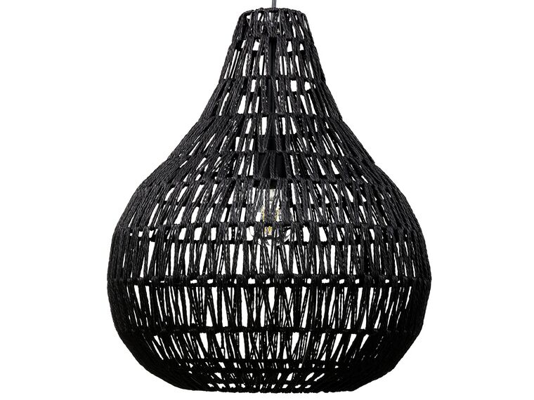 Závesná pletená lampa z papiera v čiernej farbe MOLOPO_728266