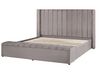 Velvet EU Super King Size Bed with Storage Bench Grey NOYERS_764909