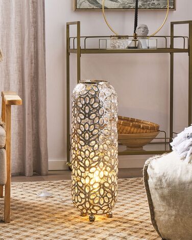 Gulvlampe marokkansk lanterne sølv VOLTA