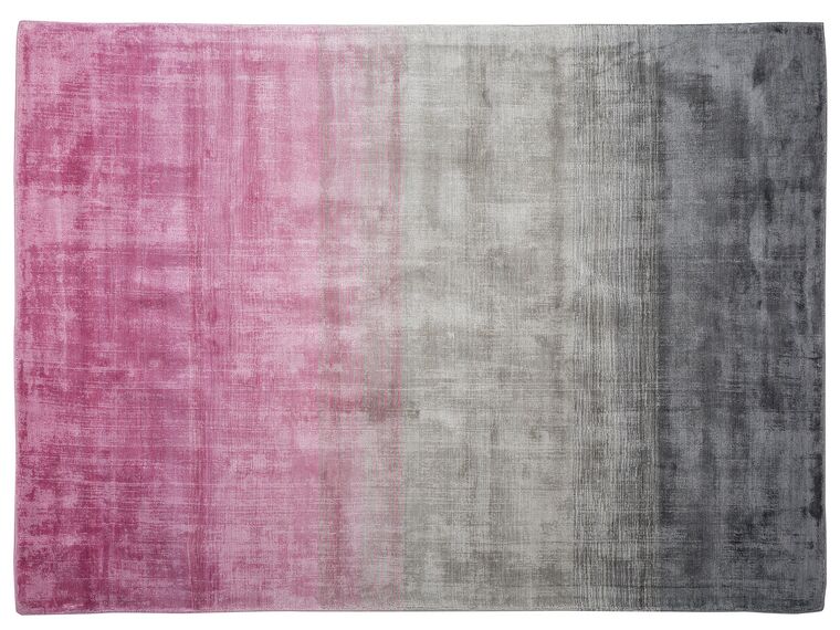 Alfombra de viscosa rosa/gris claro 160 x 230 cm ERCIS_710151