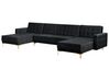 5 Seater U-Shaped Modular Velvet Sofa Black ABERDEEN_857213