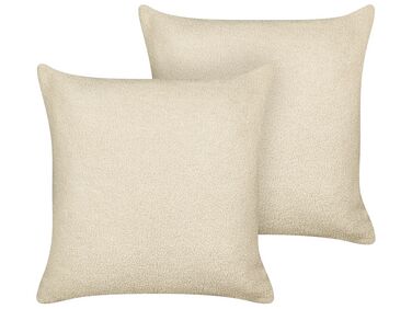 Set of 2 Boucle Cushions 45 x 45 cm Beige LEUZEA