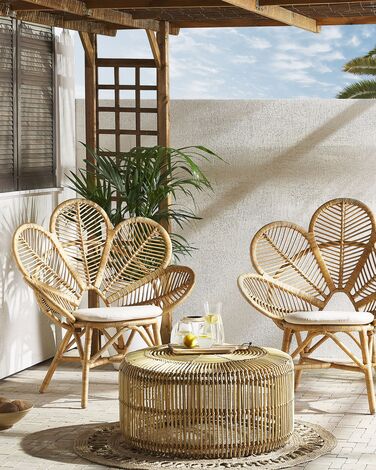 Set of 2 Rattan Peacock Chairs Natural FLORENTINE
