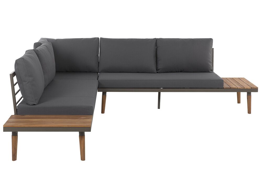 5 Seater Acacia Wood Garden Corner Sofa Set Grey CORATO | Beliani.co.uk