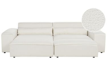 Canapé d'angle à droite modulable 2 places en bouclé avec ottoman blanc HELLNAR
