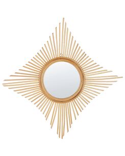 Rottinkinen seinäpeili beige 60 x 60 cm MAJENE Rottinkinen seinäpeili beige 60 x 60 cm MAJENE