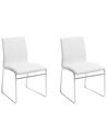 Conjunto de 2 cadeiras em aço inoxidável e pele branca KIRON_682151