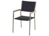 Table de jardin plateau granit noir poli 180 cm 6 chaises en rotin GROSSETO_465040