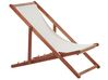 Set of 2 Acacia Folding Deck Chairs and 2 Replacement Fabrics Dark Wood with Off-White / Flamingo Pattern ANZIO_801741
