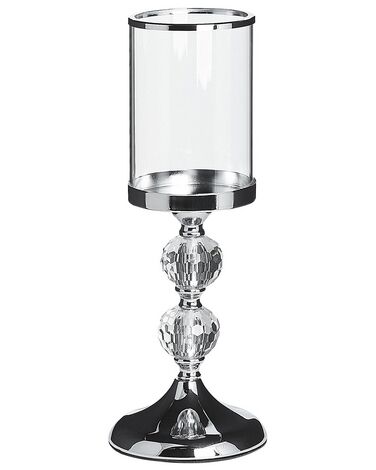Glass Hurricane Candle Holder 36 cm Silver COTUI
