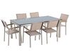 Conjunto de mesa com tampo em vidro preto 180 x 90 cm e 6 cadeiras creme GROSSETO_677270