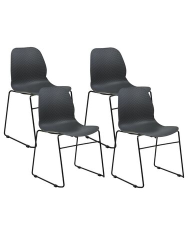 Set of 4 Dining Chairs Dark Grey PANORA