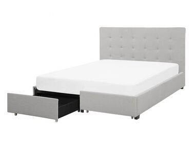 Čalúnená posteľ s úložným priestorom 140 x 200 cm svetlosivá LA ROCHELLE