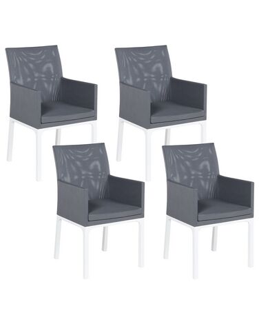 Conjunto de 4 sillas de poliéster gris oscuro/blanco BACOLI