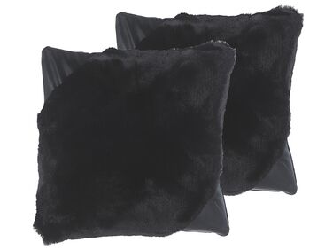 Set di 2 cuscini in finta pelliccia 42 x 42 cm nero EHNAR