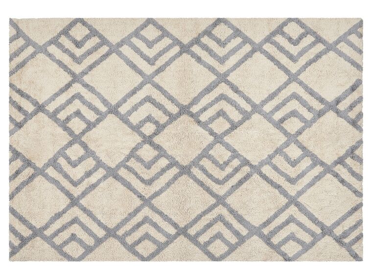 Bavlněný koberec 140 x 200 cm béžový/ šedý NEVSEHIR_839403