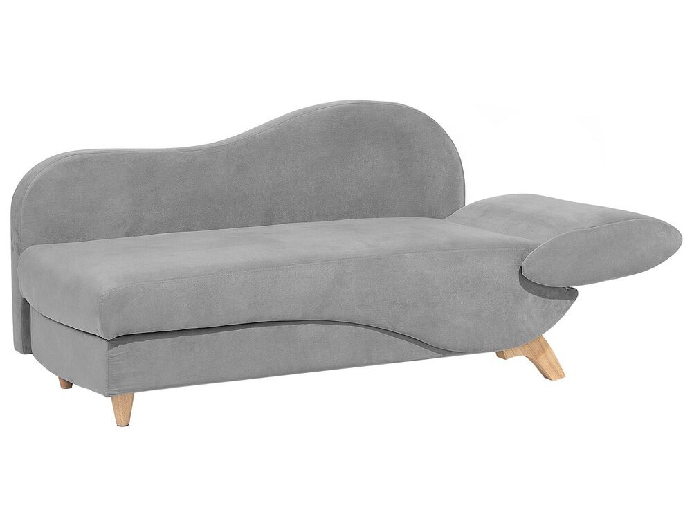 Right Hand Fabric Chaise Lounge with Storage Light Grey MERI Beliani
