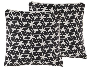 Set of 2 Cotton Cushions Geometric Pattern 45 x 45 cm Black and White ANDIRIN