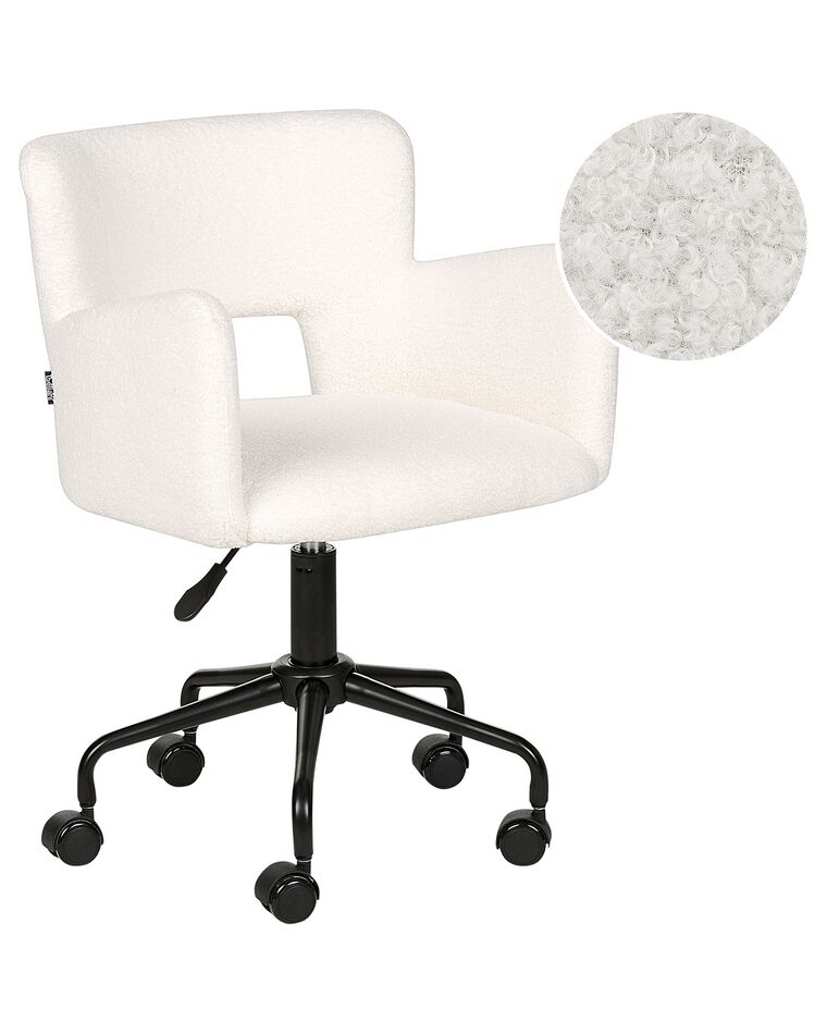 Cadeira de escritório em bouclé branco SANILAC_896626