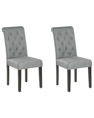Conjunto de 2 sillas de comedor de poliéster gris/negro VELVA