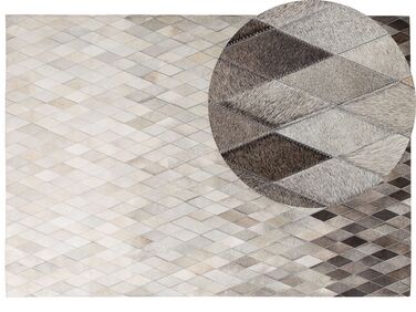 Teppich Kuhfell weiß / grau 160 x 230 cm Patchwork Kurzflor MALDAN