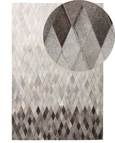 Dywan patchwork skórzany 160 x 230 cm biało-szary MALDAN