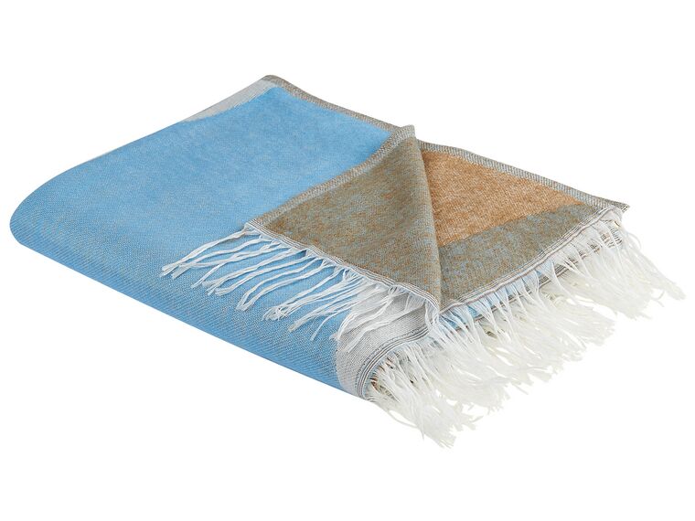 Blanket 130 x 170 cm Beige and Blue HAKUI_834768
