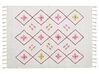 Kinderteppich Baumwolle weiß / rosa 160 x 230 cm geometrisches Muster Kurzflor CAVUS_839828