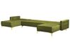 Canapé modulable 5 places en forme de U velours vert avec ottoman ABERDEEN_882436