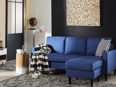 3-seters sofa fotskammel marineblå AVESTA