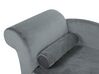 Chaise longue velluto grigio chiaro e legno scuro sinistra LUIRO_768769
