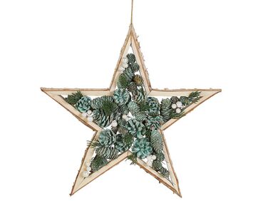 Seinäkoriste tähti vaalea puu/vihreä 45 x 45 cm HOSIO