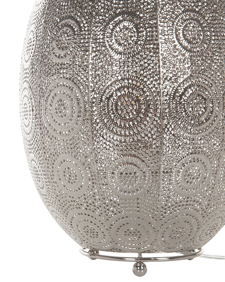 Metal Moroccan Lantern Table Lamp Silver MARINGA Beliani.pl