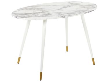 Oval Dining Table 120 x 70 cm Marble Effect and White GUTIERE