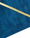 Tapis en viscose et coton bleu marine et doré à motif géométrique avec craquelures 80 x 150 cm HAVZA_806548
