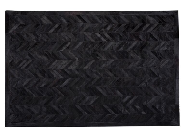 Teppich Kuhfell schwarz 140 x 200 cm Patchwork Kurzflor BELEVI_720924