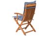 Sada 2 dřevěných zahradních židlí s modrými polštáři MAUI_755763