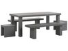 6 Seater Concrete Garden Dining Set Benches and Stools Grey TARANTO_775852