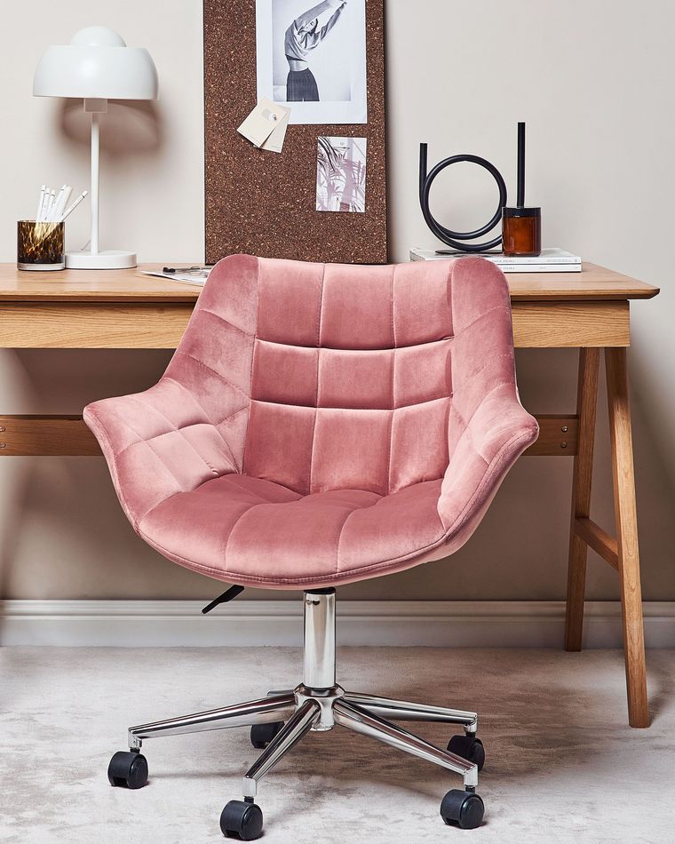 Velvet Desk Chair Pink LABELLE | Beliani.co.uk