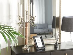 Kynttilänjalka alumiini 5-haaraa hopea 53 cm SOHAG