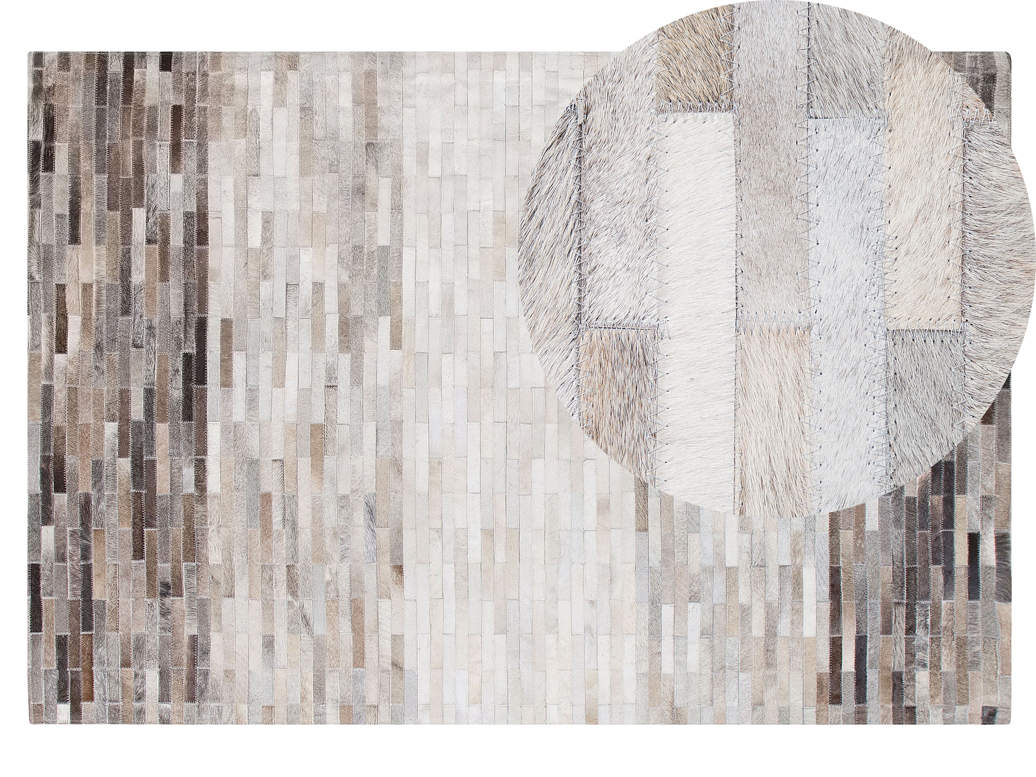 grigio 140 x 200 cm Sinneli Beliani Pelle tappeto marrone 