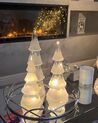 Dekofigur Glas weiß Weihnachtsbaum mit LED-Beleuchtung 3er Set KIERINKI_845727