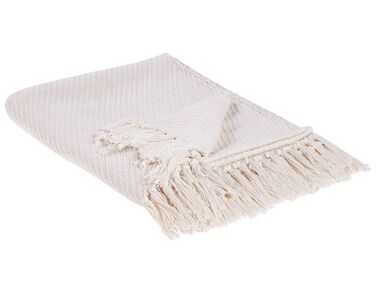 Cotton Blanket 125 x 150 cm Beige YARSA 