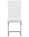 	Conjunto de 2 sillas de comedor de piel sintética blanco crema/plateado ROVARD_792280
