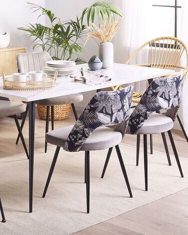 Set of 2 Velvet Dining Chairs Grey ANSLEY