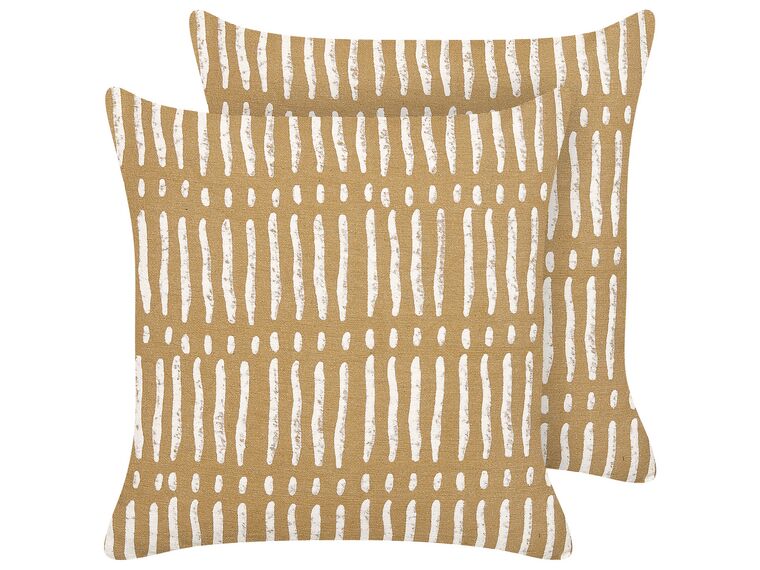 Set of 2 Cotton Cushions Striped 45 x 45 cm Beige and White SALIX _838775