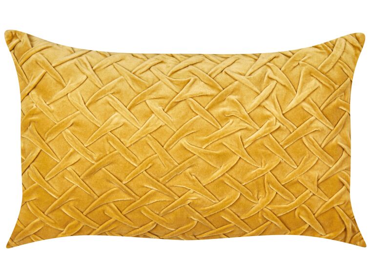 Velvet Pleated Cushion 30 x 50 cm Yellow CHOISYA_892873