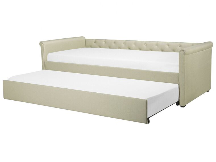 Rozkladacia čalúnená posteľ 80 x 200 cm béžová LIBOURNE_770632